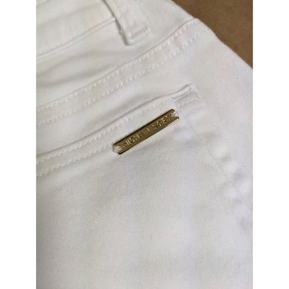 Women's Boot Cut / Flare Slit White Michael Kors Stretch Jeans Size: 8 - Picture 5 of 11